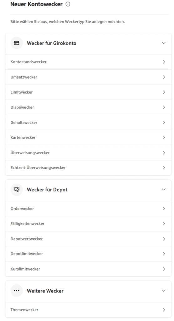 Wählen Sie Ihren gewünschten Kontowecker. aus.