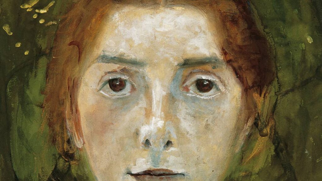 Paula Modersohn-Becker Selbstbildnis, frontal, 1897, Aquarell, Paula Modersohn-Becker-Stiftung, Bremen, Privatbesitz